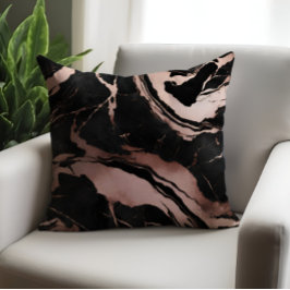 Chique luxe zwart roos goud marmer patroon kussen