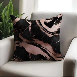 Chique luxe zwart roos goud marmer patroon kussen