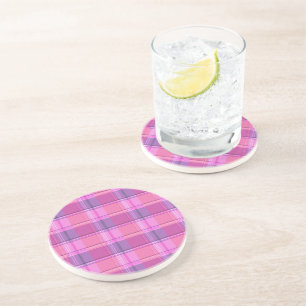 Chique Magenta Bes Plaid Aesthetiek Zandsteen Onderzetter