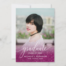 Chique Magenta Glitter Ombre Meisjesachtige Foto A