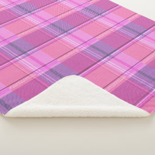 Chique Magenta Roze Geruite Aesthetische Sherpa Deken