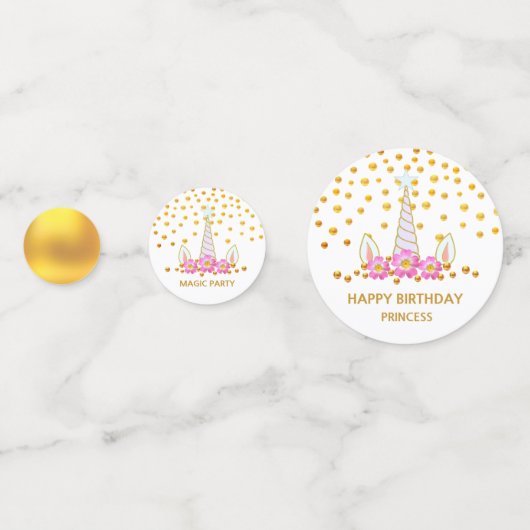 Chique Magic Birthday Eenhoorn & Gouden Confetti (Achterkanten)