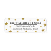 Chique magisch goud & zwarte sterren & polka dot etiket (Voorkant)