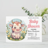 Chique Magische Boheemse Koe Baby Shower Kaart (Staand voorkant)