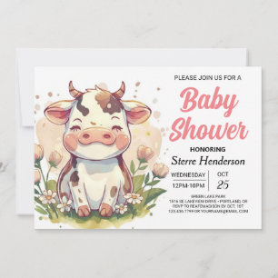 Chique Magische Farmyard Elegance Koe Baby shower Kaart