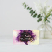 Chique magische violette blush roze boom illustrat visitekaartje (Staand voorkant)