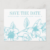Chique Magnolia Bloemen | Bleek blauw | De datum o Aankondigingskaart (Voorkant)