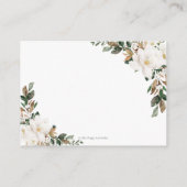 Chique Magnolia Bloemen Groen Bruiloft Details Informatiekaartje (Achterkant)