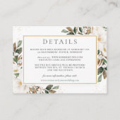 Chique Magnolia Bloemen Groen Bruiloft Details Informatiekaartje (Voorkant)