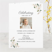 Chique Magnolia Floral Funeral Service Fotoprogram Kaart (Gele Bloem)