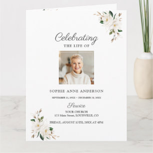 Chique Magnolia Floral Funeral Service Fotoprogram Kaart