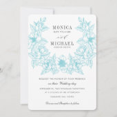 Chique Magnolia krans | Bleek blauw | Bruiloft Kaart (Voorkant)