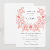 Chique Magnolia krans | koraal | Bruiloft Kaart (Voorkant / Achterkant)