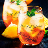 Chique Maid of Honor Custom Tweezijdige bruiloft Wijnglas Zonder Voet