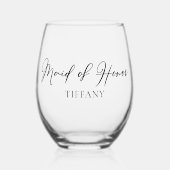 Chique Maid of Honor  Zwart Script Wijnglas Zonder Voet (Voorkant)