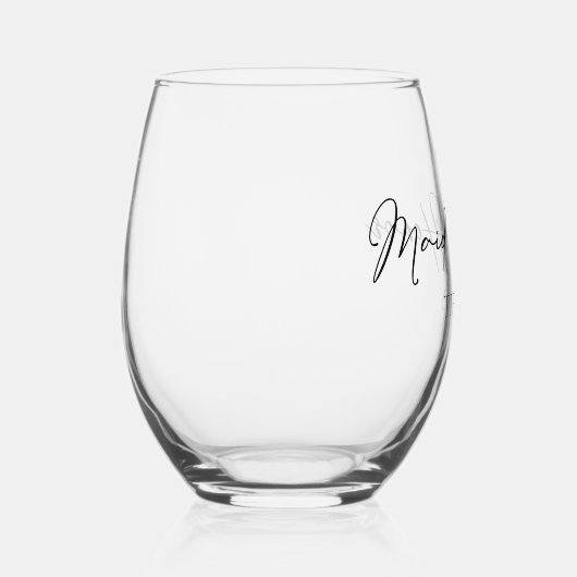Chique Maid of Honor  Zwart Script Wijnglas Zonder Voet (Rechts)