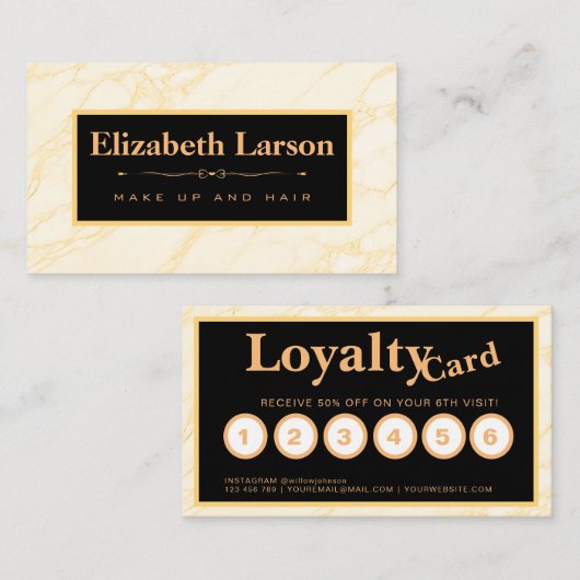 Chique make-up artiest haar salon loyaliteit Kaart Visitekaartje (Voorkant / Achterkant)