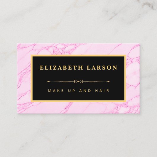 Chique Make-up Helder Roze Marmeren Artiest Haar S Visitekaartje (Voorkant)