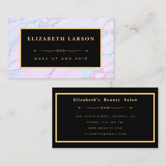 Chique make-up iriserende marmeren kunstenaar haar visitekaartje (Voorkant / Achterkant)