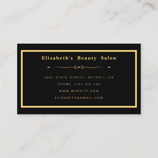 Chique Make-up Roos Goud Marmeren Artiest Haar Sal Visitekaartje (Achterkant)