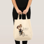 Chique Mam/Dochter op Fietstekening ‘Cool Mom’ Tote Bag (Voorkant (product))