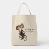 Chique Mam/Dochter op Fietstekening ‘Cool Mom’ Tote Bag (Achterkant)