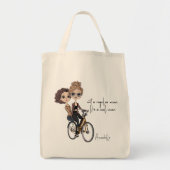 Chique Mam/Dochter op Fietstekening ‘Cool Mom’ Tote Bag (Voorkant)