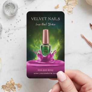 Chique Manicuriste Kunstenaar Nagel Donkergroen Bl Visitekaartje