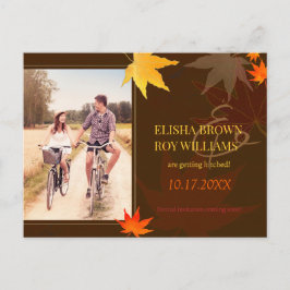 Chique Maple Leaf Herfst Trouwfoto Save the Date Aankondigingskaart