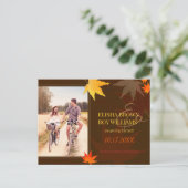 Chique Maple Leaf Herfst Trouwfoto Save the Date Aankondigingskaart (Staand voorkant)