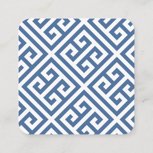 Chique marine blauw en wit grieks sleutel bruiloft informatiekaartje (Achterkant)