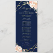 Chique marine blauw perzik crème goud geometrische programmakaart (Achterkant)