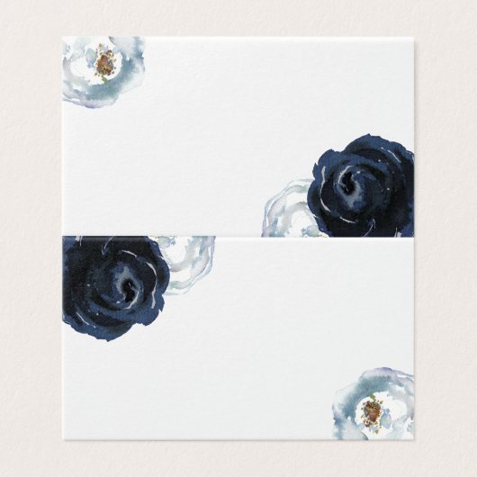 Chique marine blauwe pioen bruiloft tafel plaats k kaart (Buitenkant ongevouwen)