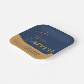 Chique marine en gouden bon appétit script verjaar papieren bordje (Gebogen)