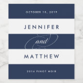 Chique marine en witte streep bruiloft wijn labels etiket (Enkel label)