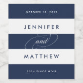 Chique marine en witte streep bruiloft wijn labels wijn etiket (Enkel label)