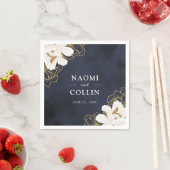 Chique Marine & Goud Bloemen Bruiloft Servet (Insitu)