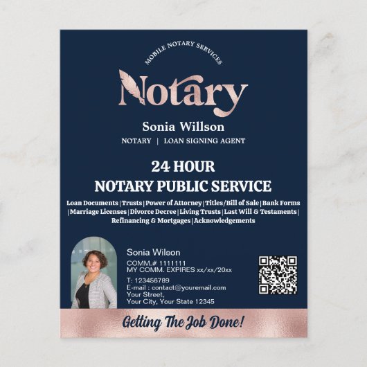 Chique marine mobiele notaris QR code foto Flyer (Voorkant)