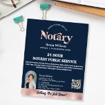 Chique marine mobiele notaris QR code foto Flyer<br><div class="desc">Een moderne,  chique stijlvolle mobiele notaris flyer met kalligrafie script typografie en veren pen met marine achtergrond. Ideaal voor notarissen,  professionals,  advocaten,  leningsagenten,  hypotheekagenten...  voeg uw foto toe</div>