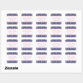Chique marine & roze damast bruiloft vierkante sticker (Vel)