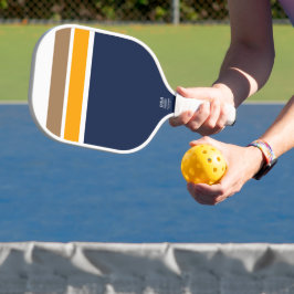 Chique marine wit vet geel mocha bruin strepen pickleball paddle