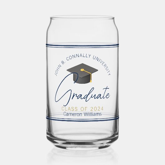 Chique marineblauw Afstuderen aandenken cadeau Blikvorm Glas (Voorkant)