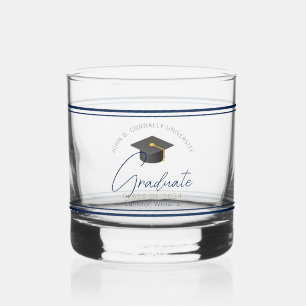 Chique marineblauw Afstuderen aandenken cadeau Whisky Glas