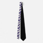 Chique marineblauw en wit bloemmotief stropdas (Achterkant)