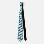 Chique marineblauw en wit bloemmotief stropdas (Voorkant)