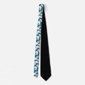 Chique marineblauw en wit bloemmotief stropdas (Achterkant)