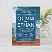 Chique marineblauwe kust-huwelijksuitnodiging kaart (Staand voorkant)