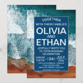 Chique marineblauwe kust-huwelijksuitnodiging kaart (Voorkant / Achterkant)