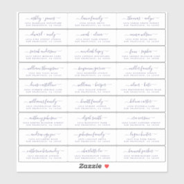 Chique marineblauwe schrift huwelijksgast adreslab sticker