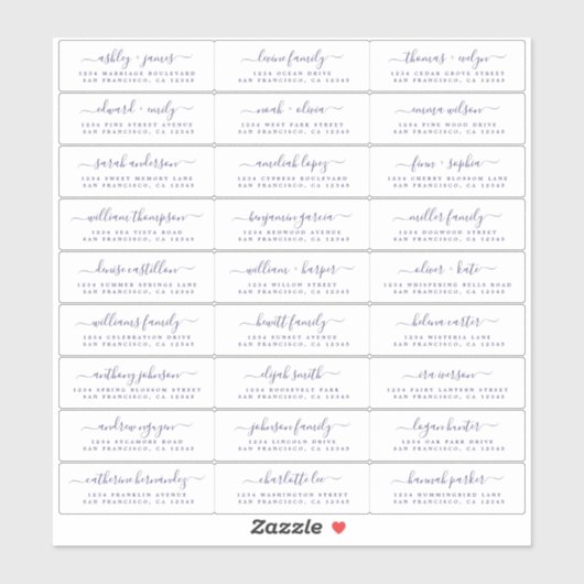 Chique marineblauwe schrift huwelijksgast adreslab sticker (Vel)